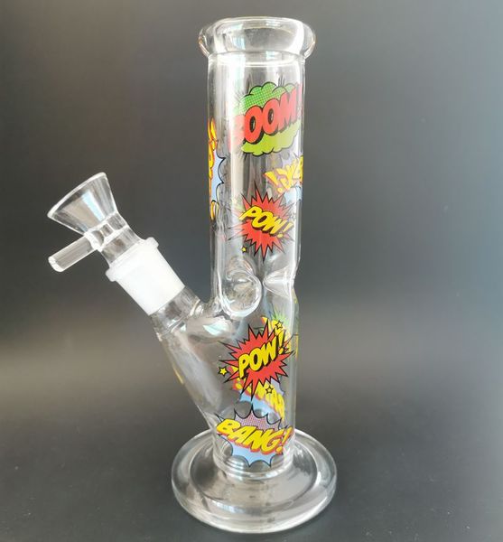 Kleine 8-Zoll-Wasserpfeife aus handbemaltem Glas mit schönen Mustern, Öl-Dab-Rigs und Rauchpfeifen