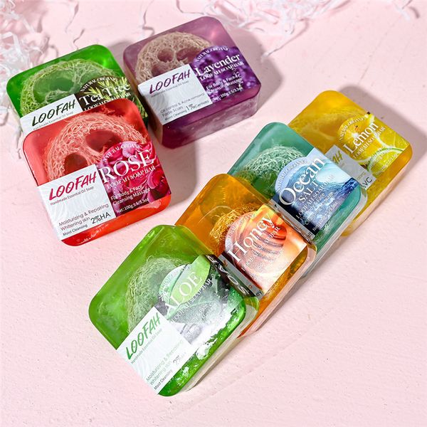 

towel gourd soap herbal natural scrub skin face deep cleaning oil-control acne treatment turmeric soap nourishing mite removal