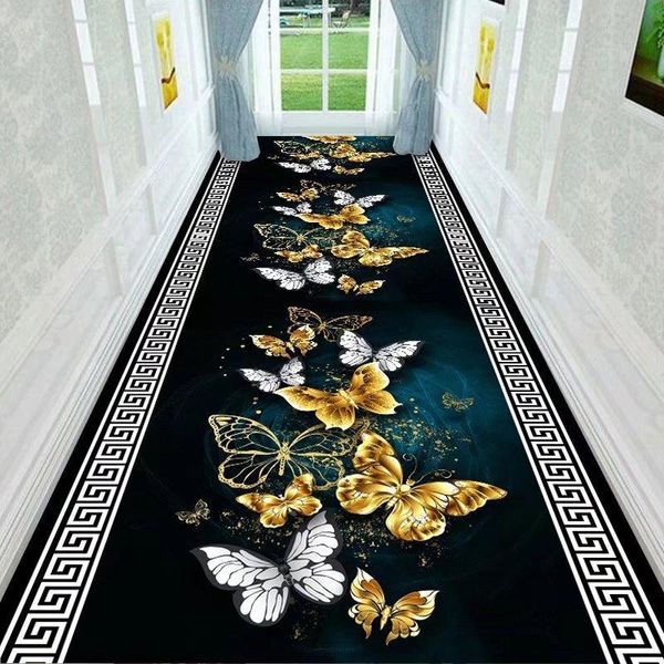 Tapetes de tapetes tradicionais elegantes lobby floral de longa área