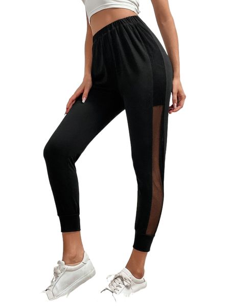 

contrast mesh panel sweatpants k0jr#, Black;white