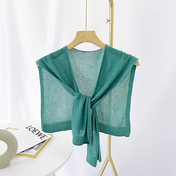 

shawl s xia bo with fake collar small knitted scarf womens cervical spine protection ice silk neck and shoulder air conditioning, Blue;gray