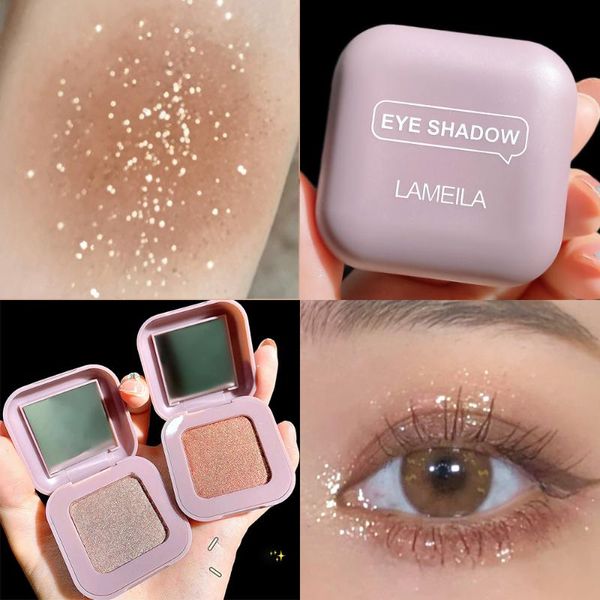 Тени для век одноцветная палитра теней для век Shimmer Makeup Diamond Glitter Metallic Shiny Shiny Pigment Pigment Parmed Cosmeticseye Eyeeye