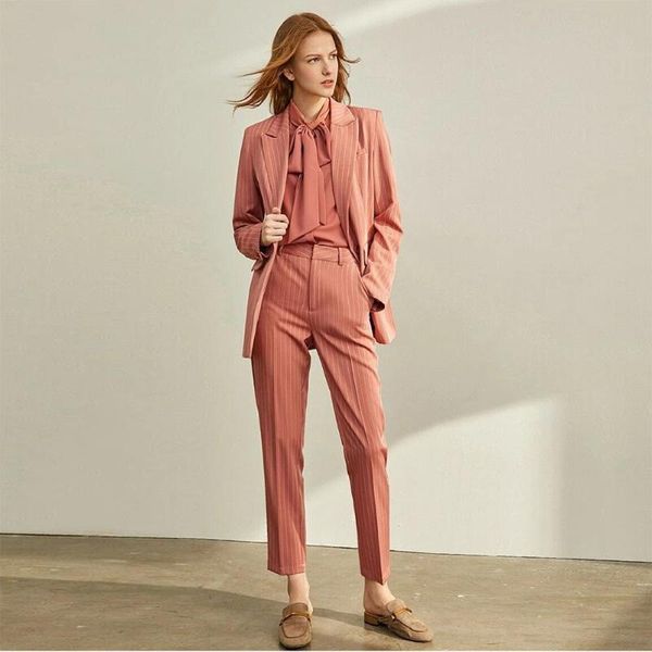 Pantaloni a due pezzi da donna Abiti primaverili/autunnali Giacca monopetto con set di 2 pezzi Office Lady Plaid Check Abito da cerimonia per la madre della sposaDonna