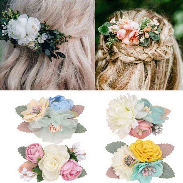 Nuove clip per capelli floreali Bambino Fasce per le ragazze Boho Forcelle Fiore Briotte Capelli Archi BOws Bride Ragazze Fotografia Accessori per capelli AA220323