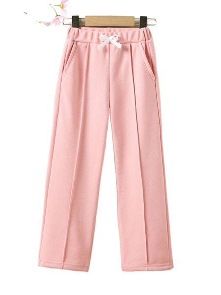 

toddler girls press crease bow front sweatpants 29jd#, Black;white