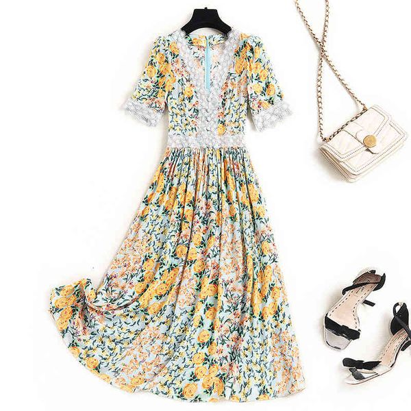 

casual dresses foreign trade mall cabinet withdrawal export label cutting tail order big brand orphan summer lace v-neck high waist chiffon, Black;gray