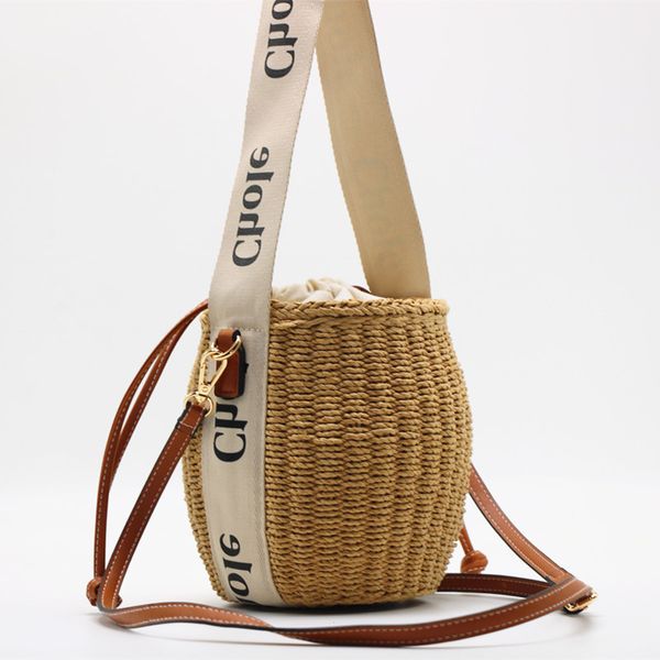 

cylinder new straw woven bag fashion woven women's bag messenger
