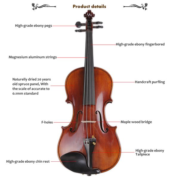 

tongling brand master hand-made carved maple violin naturally flamed customized antique violin 4/4 violino w/ full accessories