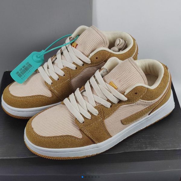 

jumpman 1s low basketball shoes white yellow corduroy suede retro sport sneakers trainers dh7820-700 dress shoe, Black