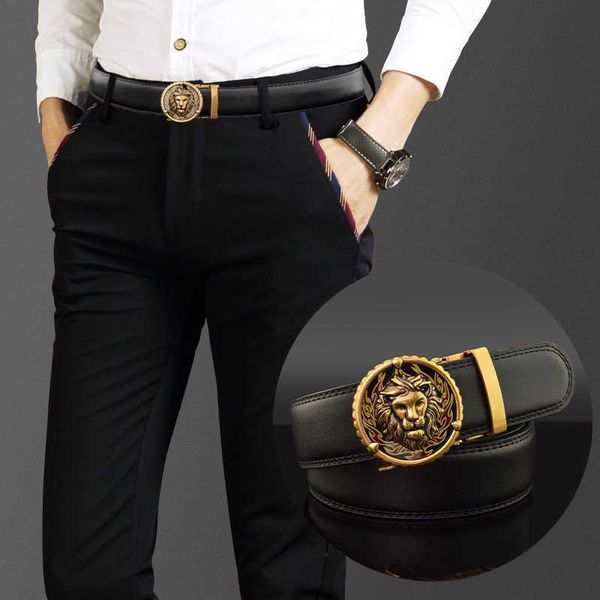 Meistverkaufter Design-Löwen-Ledergürtel für Herren, automatische Schnalle, lässiger Bund, vielseitige koreanische Mode für Herren, Party-Luxusgürtel
