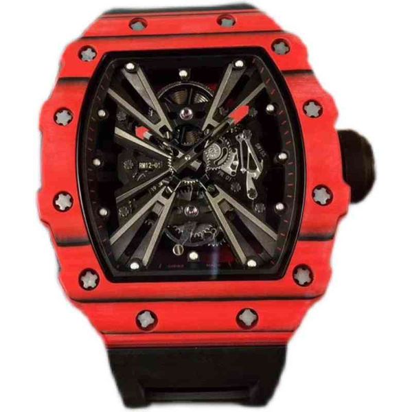 

watches wristwatch luxury richa milles designer white men's carbon fiber fully automatic mechanical watch hollowed out personality tape, Slivery;golden