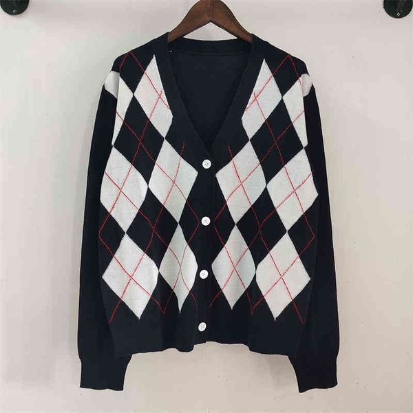 

women's sweaters merino wool knitted cardigan 21 autumn and winter korean fashion lazy style loose versatile color matching sweater wom, White;black