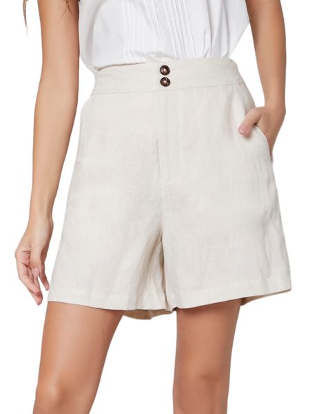 

motf premium 100% linen straight leg shorts s6mj#, White;black