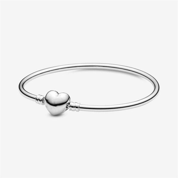

high polish 100% 925 sterling silver heart clasp bangle bracelets fashion wedding jewelry making for women gifts289g, Black