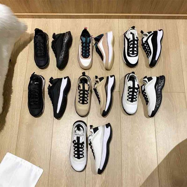 

dress shoes small fragrance thick soled dad shoes women spring and autumn versatile color matching leather air cushion sports lace up small, Black