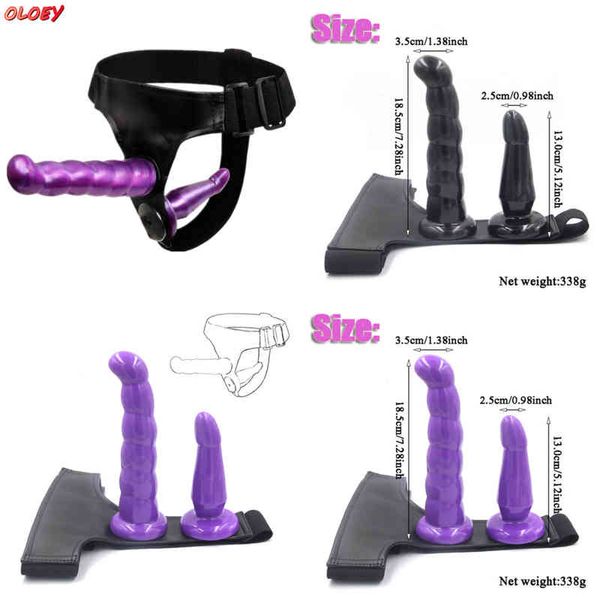 Nxy Dildo SM Bocca Gag Dildo Fissaggio orale Strap on Sex Toys Penis Plug Silicone Doppia estremità Imbracatura in pelle Bondage per coppia 220420