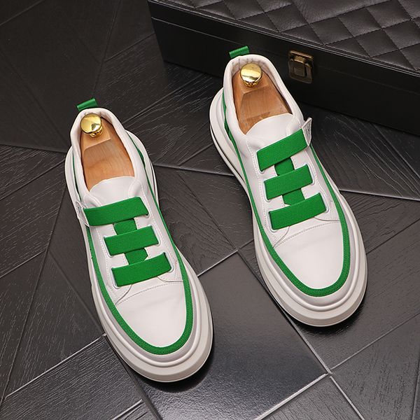 

fashion lace up business dress wedding party shoes comfortable vulcanized white casual sneakers breathable round toe thick bottom driving wa, Black