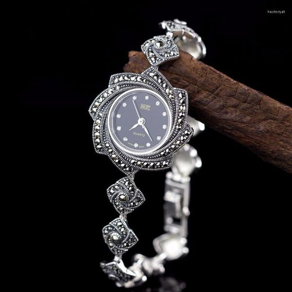 Princadeiras de pulso chegadas HF Bracelete de prata Lucky Relógio de alta qualidade Real Pure Watches Banglewristwatches hect22