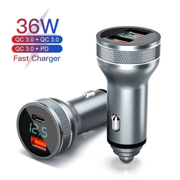 

36w quick charge 3.0 fast charging charger type c qc pd usb car chargers for iphone 12 11 xiaomi mobile phone