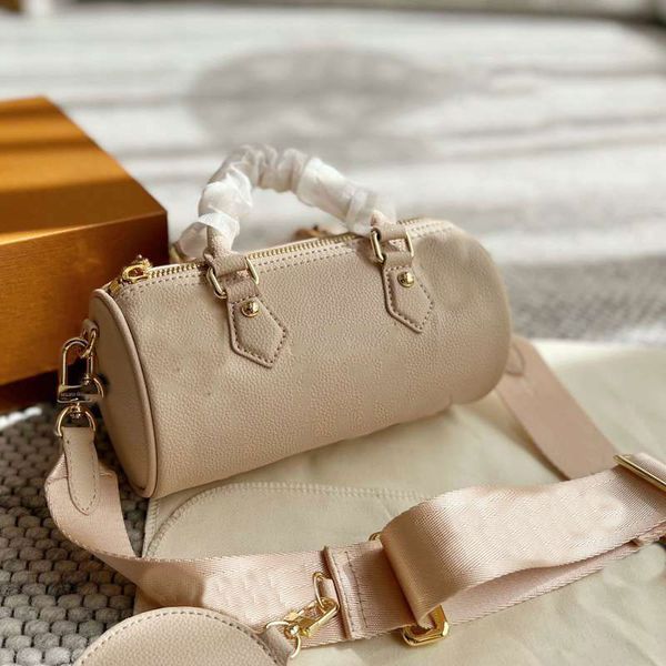 

2pcs barrel shaped bags composite bag women handbags shoulder bag coin wallets old flower classic letters milk white genuine leather detacha