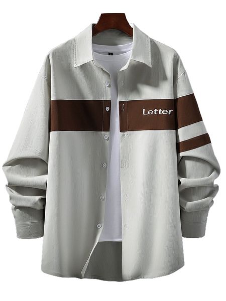 

men letter graphic colorblock shirt without tee z3mg#, White;black