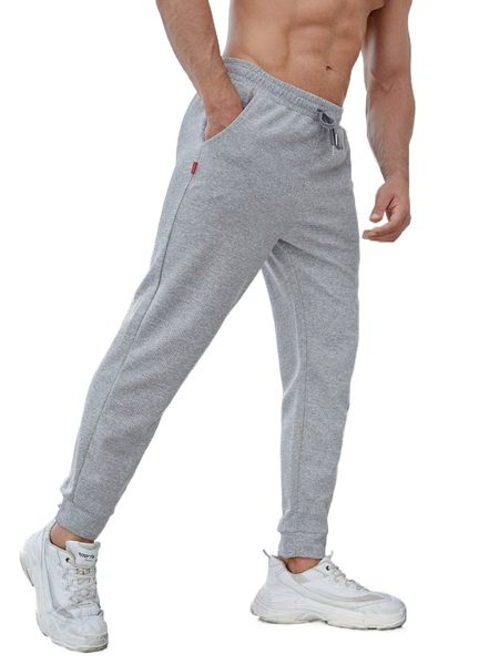 

men drawstring waist slant pocket sports pants 23ct#, Black