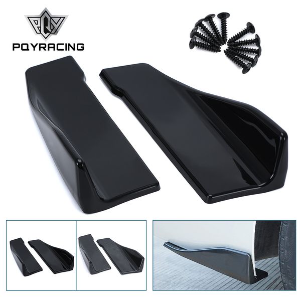 2 pezzi gonna laterale auto universale Rocker Splitter Winglet paraurti ala laterale paraurti paraurti nero / aspetto fibra di carbonio PQY-FBL17