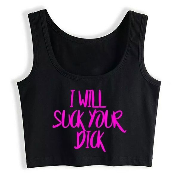 

crop sport i will suck your dick funny casual harajuku print women 220325, White