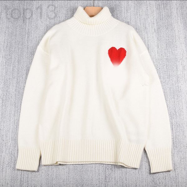 

women's knits & tees designer am * high neck red peach heart love letter a jacquard sweater men's and women's lovers' lo, White