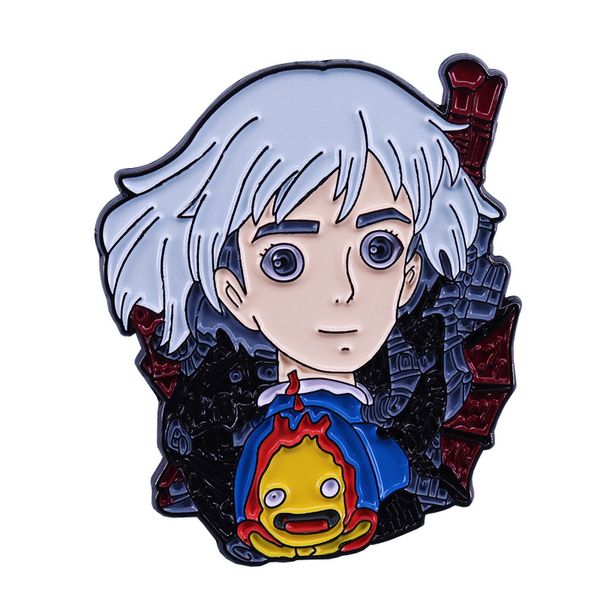 

childhood anime enamel pin dragon haku chihiro coal calcifer jiji brooch lapel badge cartoon movie jewelry gift for fans kids factory, Blue