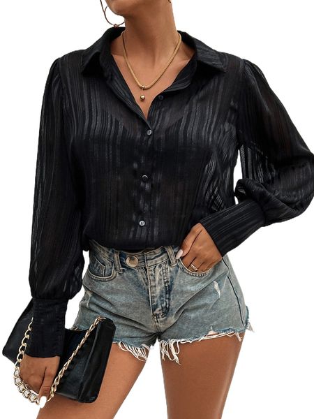 

striped button front shirt v8ej#, White