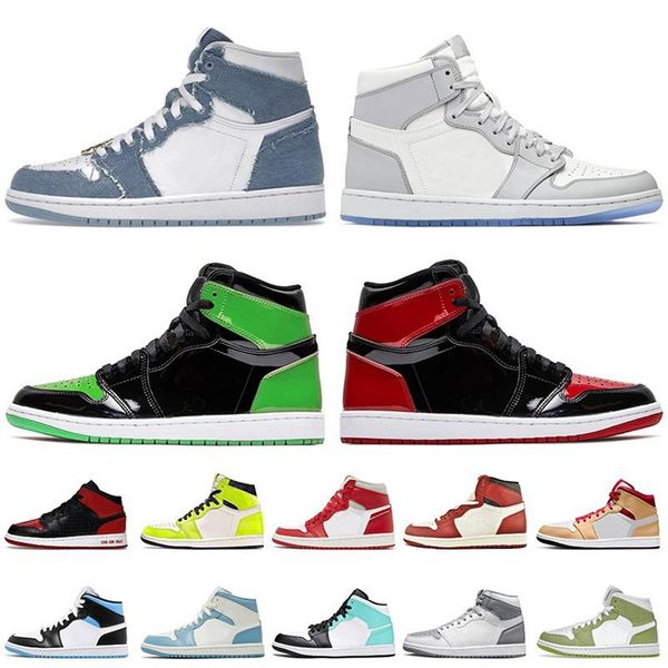 

jumpman 1 1s mens womens basketball shoes mid arctic orange light smoke grey anchracte barely apricot shattered backboard sneakers designer, Black