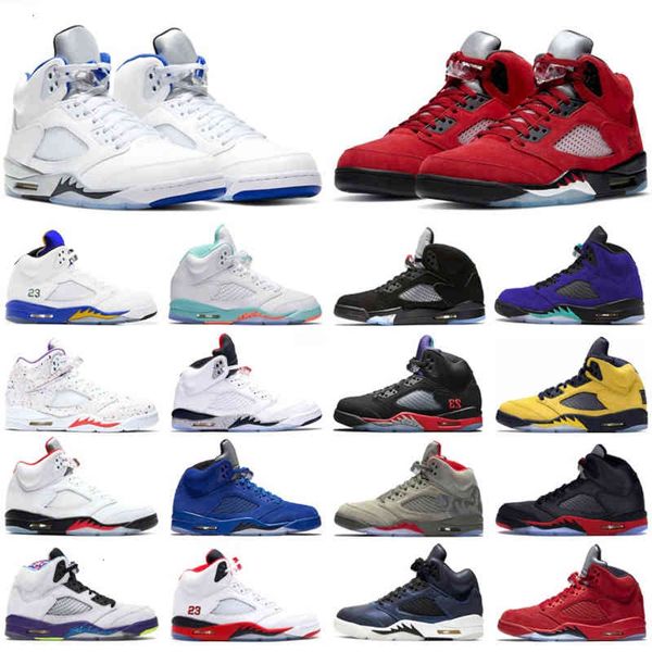 

jordons 5s raging red mens basketball shoes jumpman 5 hyper royal alternate grape laney blue white cement men trainers outdoor sports sneake