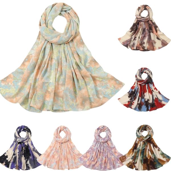 Novo design cetim estampa floral chiffon feminino hijab muçulmano longa lenço xale ou outono inverno turbante malawsia lenços de cabeça estóis