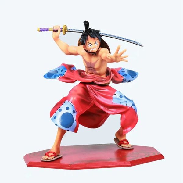 

huiya01 cute anime one piece wano country monkey d luffy kimono ver. gk pvc action figure statue collection model kids toys doll 17cm q0522