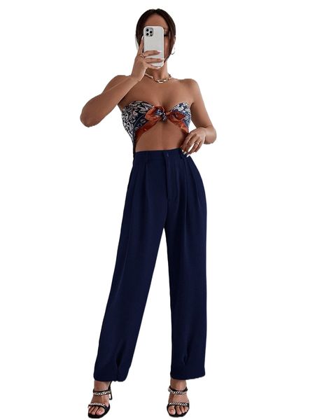 

fold pleated slant pocket pants z0kj#, Black;white