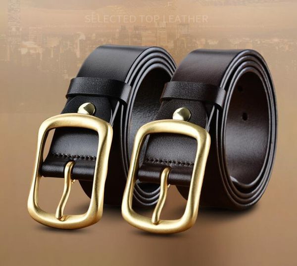 

men designer belts male fashion casual business metal buckle full grain leather belt width 3.8cm, Black;brown