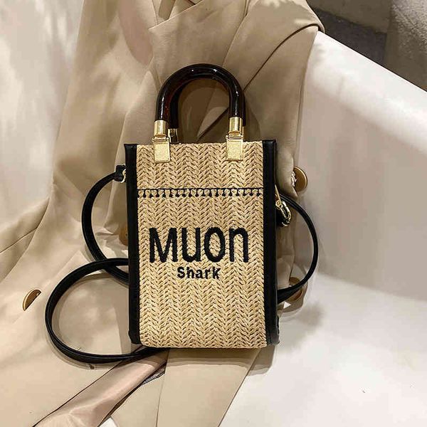 

factory wholesale bag female summer versatile ins fashionable hand-held small square bag grass woven texture one shoulder messenger