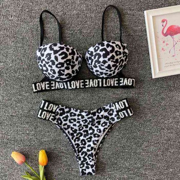 

womens swimwear push-up padded bikini set swimsuits women letter loved printed bathing suit, White;black