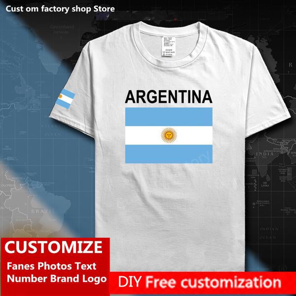 Флаг -футболка Argentina DIY Custom Jersey Fans Name Number Brand Cotte Trts Мужчины женщины свободные спортивные футболки 220616