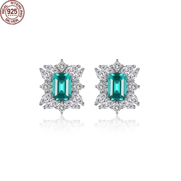 

2022 new fashion 925 sterling silver stud earrings for women fine jewelry square z gemstone brincos bijoux christmas gifts for girls, Golden;silver