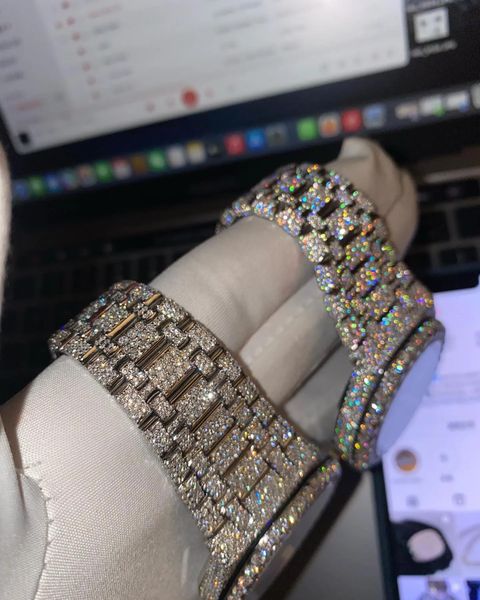 

luxury mens watches 4130 movement watches for men 3255 montre de luxe watch mosang stone moissanite diamond watchs wristwatch mechanical aut, Slivery;brown