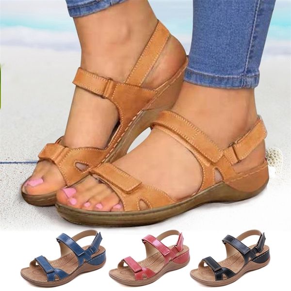 

women summer open toe comfy sandals super soft sole premium orthopedic low heels women sandals toe corrector cusion size 43 220504, Black