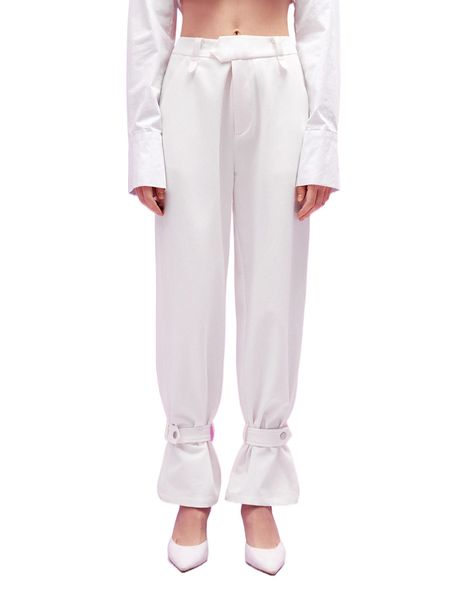 

x pauline murati solid buckle hem pants 09ik#, Black;white