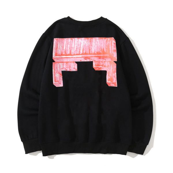 

classic mens loose offs sweatshirts designer fashion hoodies pullover hip hop oil paint back arrow x men women hooded casual hoodie jackets, Black