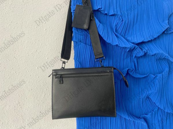 

messenger voyage m59329 mens sling bag black aerogram leather front metal letters with nylong strap designers business cross body