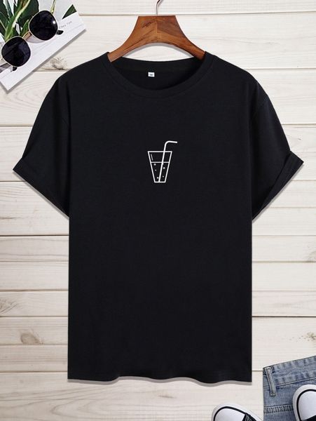 

men beverage print tee w88i#, White;black