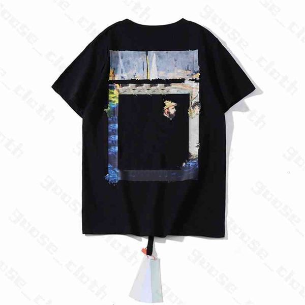 

mens tshirts off brands t shirts cotton arrow designer oil paintting short sleeves tshirt casual tee back printing x black white, White;black