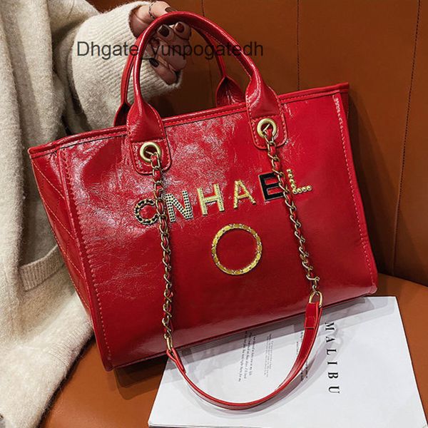 

luxury classic women's handbags evening bags ch designer metal letter badge tote bag small mini body leather beach handbag large female