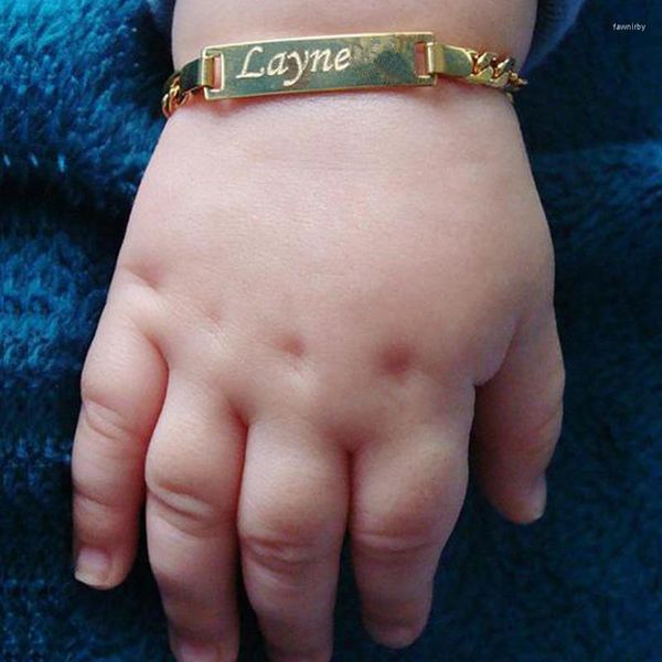 Цепочка ссылки персонализированные титановые стальные детские браслет детские индивидуальные название металлическое браслет для детских девочек -аксессуаров подарок 2022 Fawn22